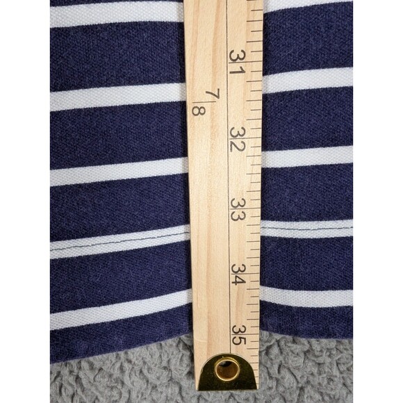 Lands End Shirt Dress M Blue Striped Short Roll Tab Sleeve Stretch Pockets! - Picture 12 of 13
